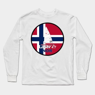 laser class sailboat on flag Norway Long Sleeve T-Shirt